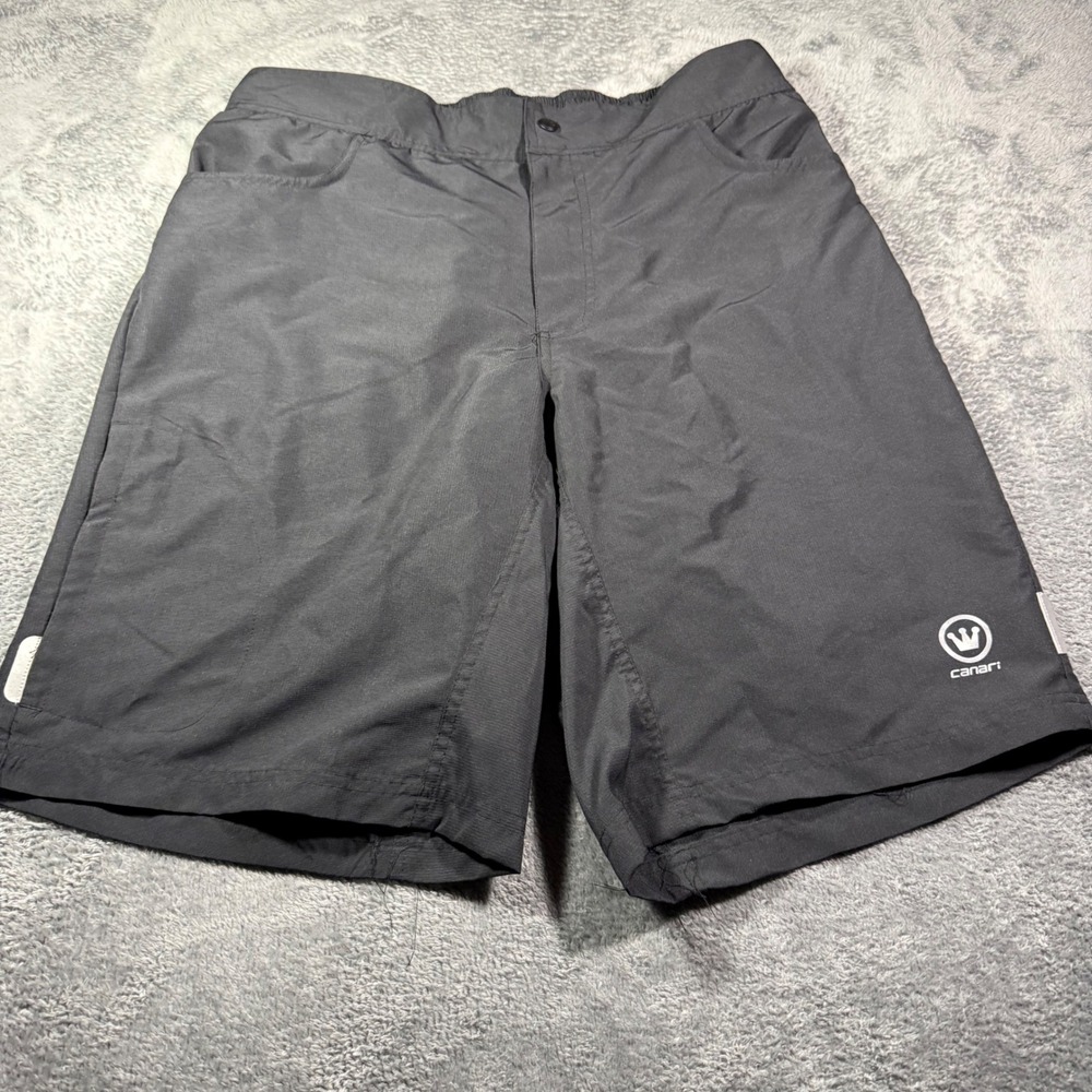 Canari Mens XL Black Cycling Mountain Bike Shorts Reflective Relaxed Fit MTB